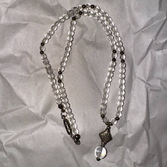 15" Clear and Silver Beaded Necklace - Picture 3 of 10